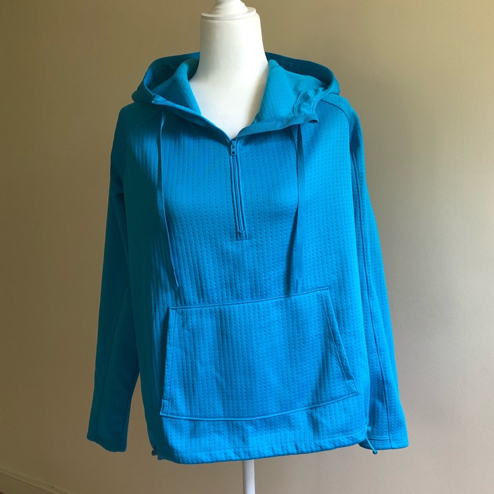 Fleece lined Athleta Hoodie, Teal, large, EUC!!
